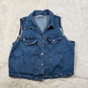 Boardwalk Vintage Made in USA Denim Jean Vest Button Up Women's Size 14